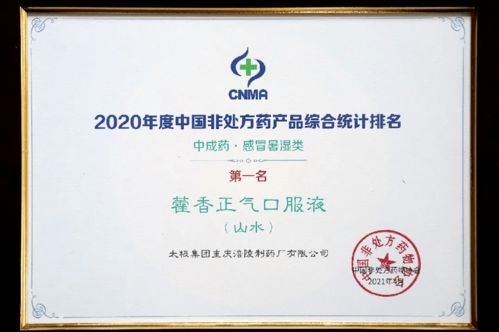 太極集團榮登2020年度中國OTC生產企業榜單，多產品排名榜首